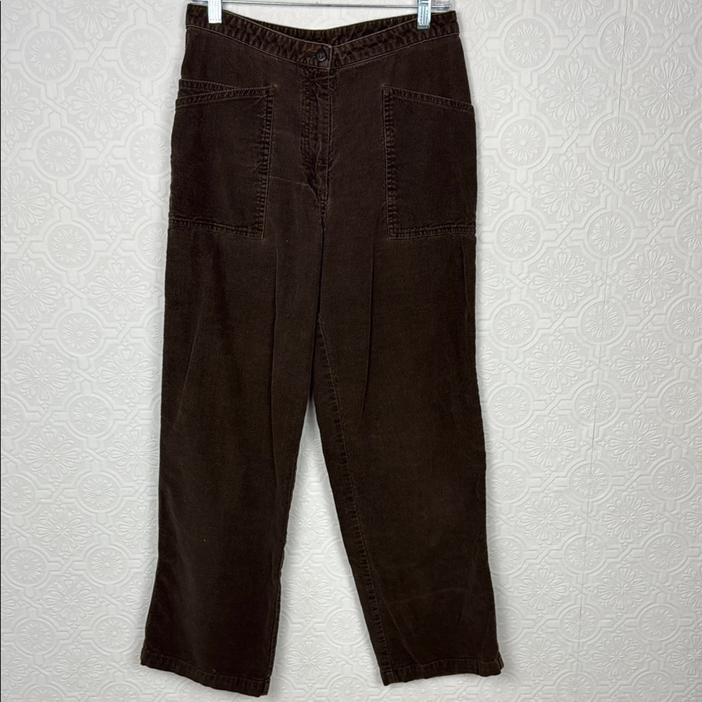 Vintage J Jill Corduroy Pants Dark Deep‎ Brown Cargo Wide Leg Straight 8